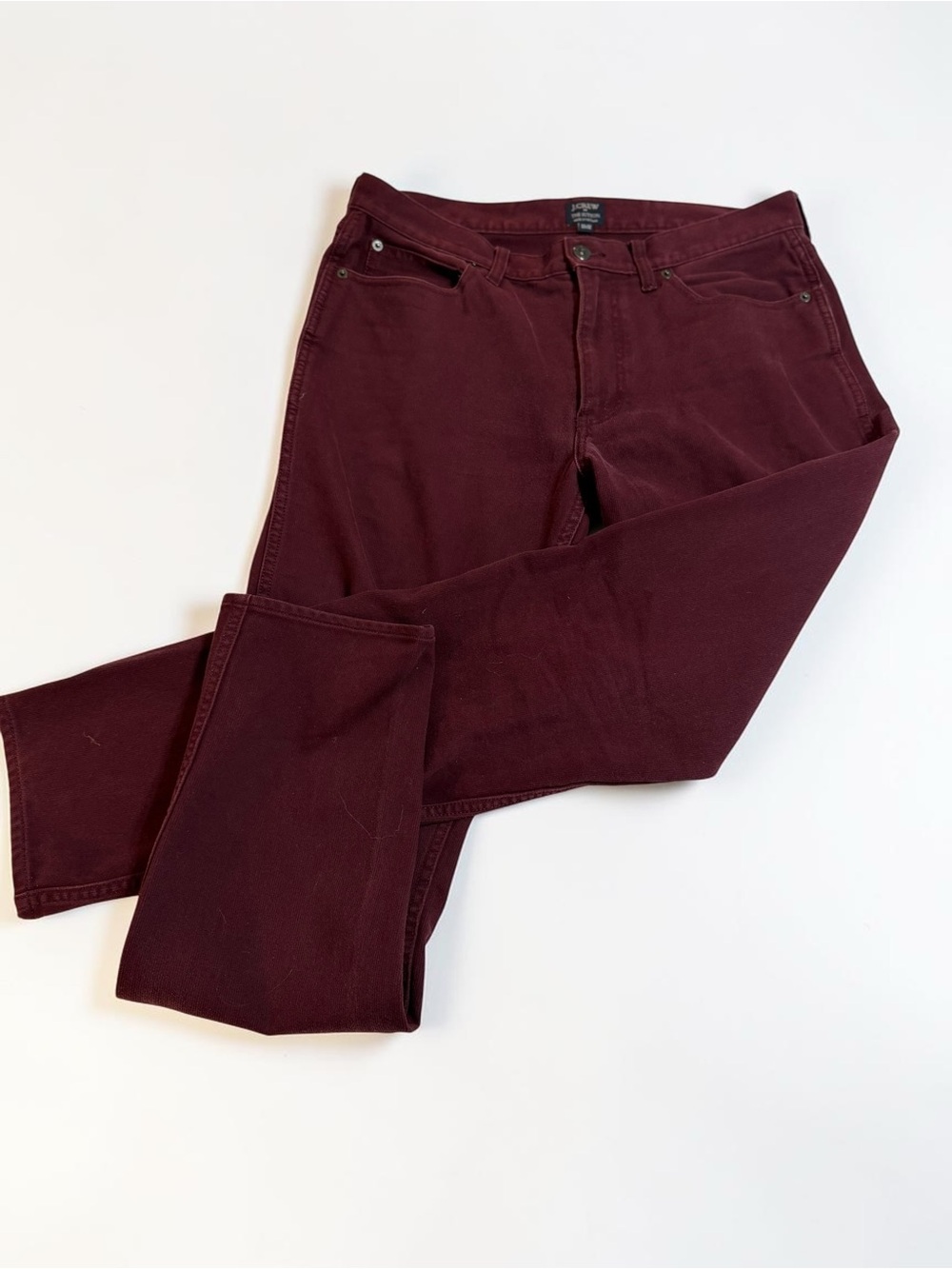 J.Crew The Sutton Mens Corduroy Pants 32x32 Burgundy Slim Straight